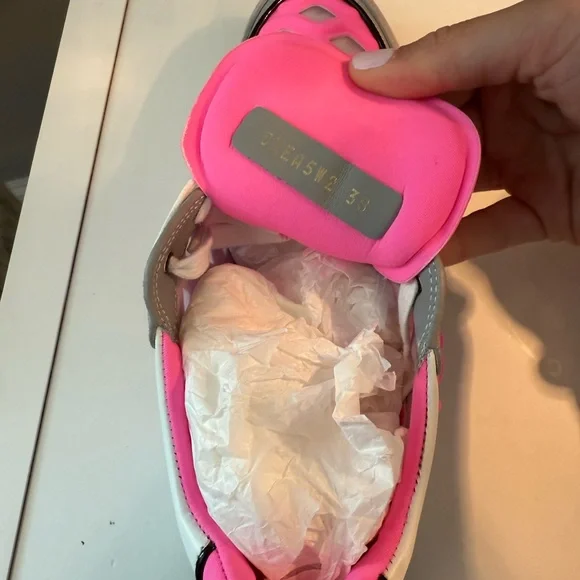 Valentino Neon Pink and Gray Sneakers - Picture 9 of 11